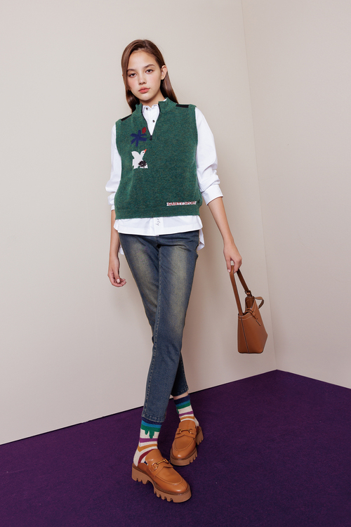 日式玩味毛海針織背心