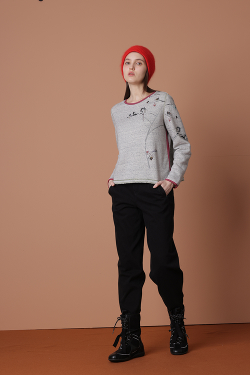 水墨畫梅珠飾內刷毛衛衣