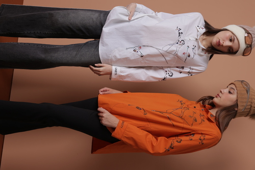 水墨畫梅印花襯衫