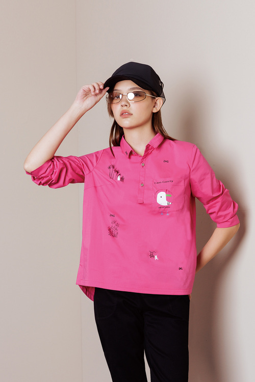 趣味印花口袋襯衫