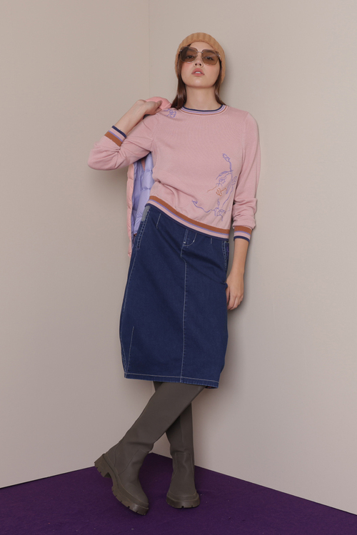 細緻花卉純羊毛上衣