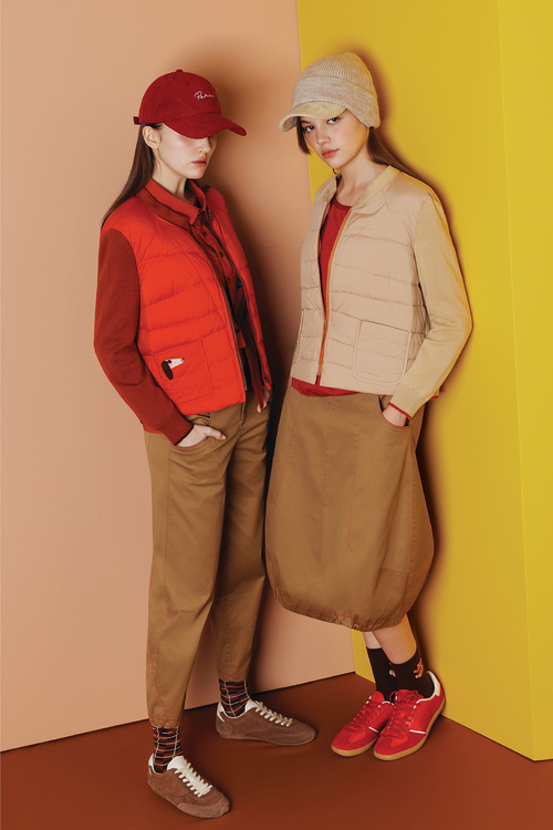 毛織拼接輕量羽絨外套