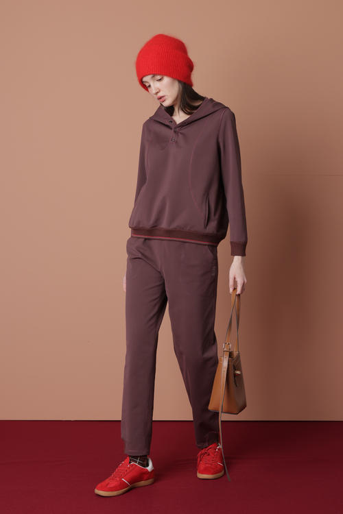 休閒彈性印花刷毛褲