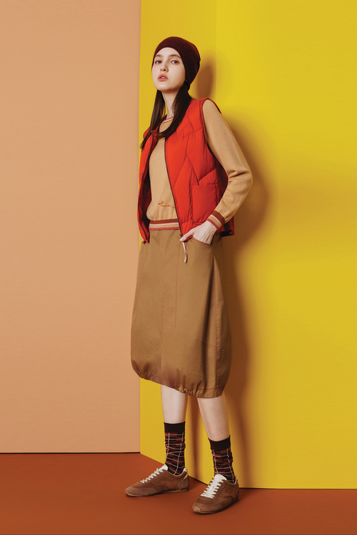 異材毛織羽絨背心