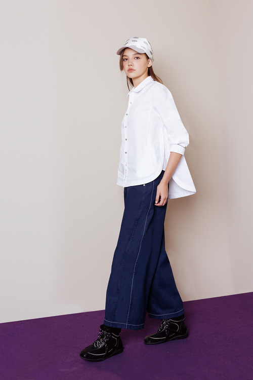 精緻花卉刺繡傘擺襯衫