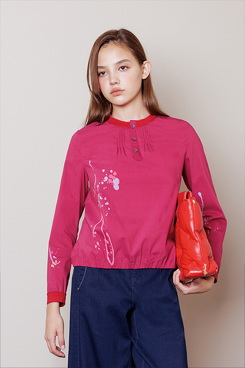 小立領潑墨彩點上衣