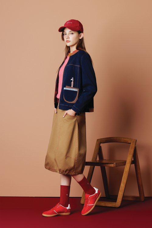 撞色刺繡內刷毛牛仔外套