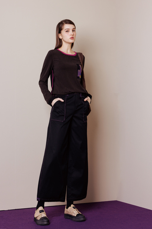 親膚磨毛細條紋T恤