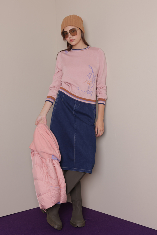 親膚剪接牛仔裙