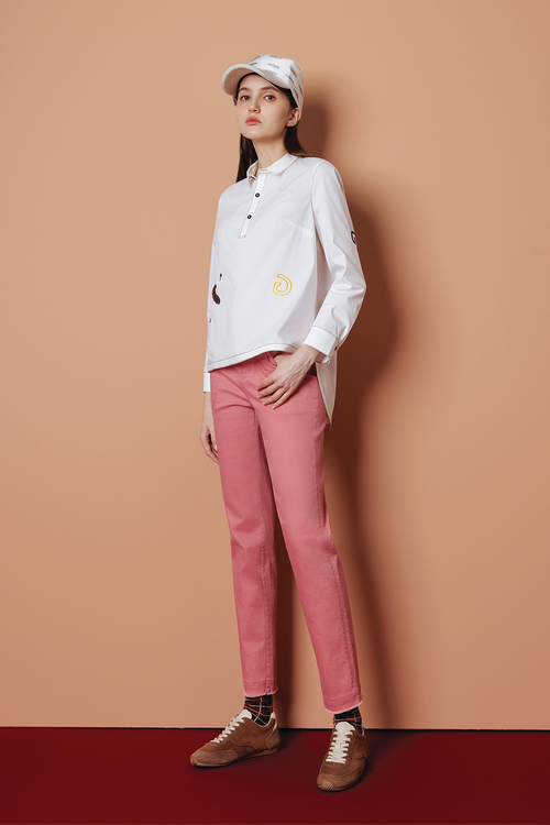 經典款刺繡修身襯衫